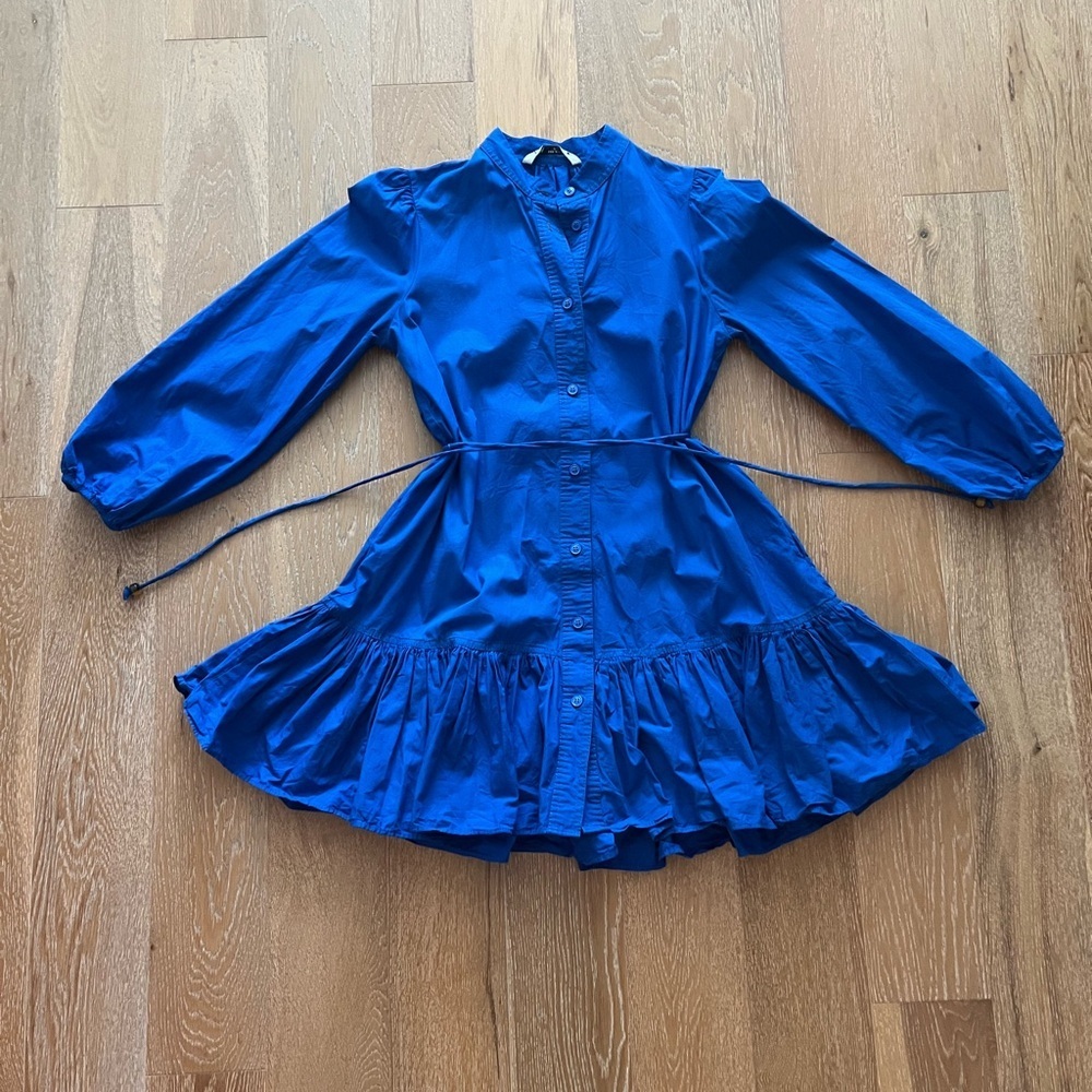 Zara Vibrant Blue women’s Dress with Ruffle Hem gently worn